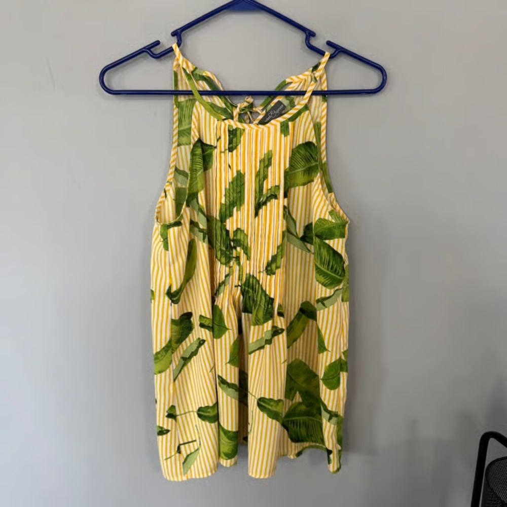 Yellow and Green Sleeveless Dress